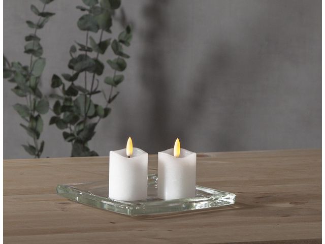 Blockljus STAR T Flamme LED 7,5cm vit